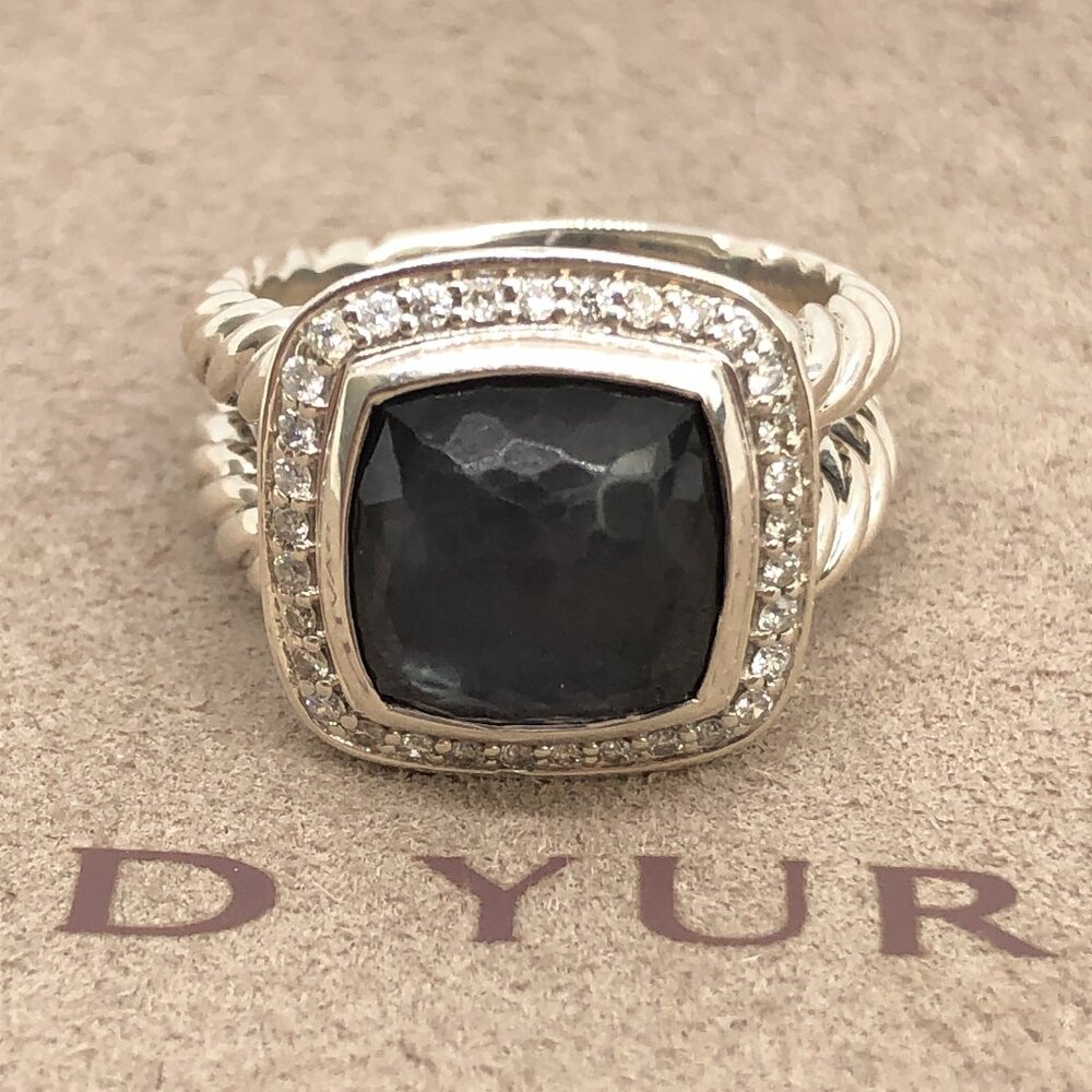 David Yurman Sterling Silver 925 Black Orchid Diamond Albion Ring Size 6.75